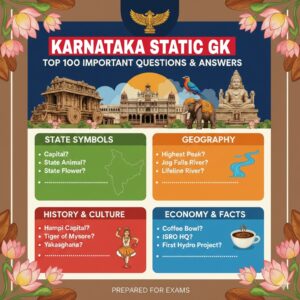Karnataka Static GK : Top 100 Important Q&A PDF