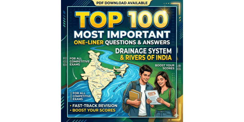 100 Most Important One-Liner Questions on Indian Rivers & Drainage System